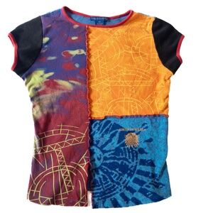 y2k cirque du soleil baby tee patchwork size small cotton